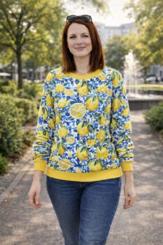 bluza klasyczna z długim rękawem w cytrynki